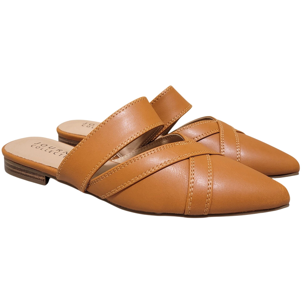 Journee Collection Women Stasi Pointed Toe Mule Flats Size US 9N Brown